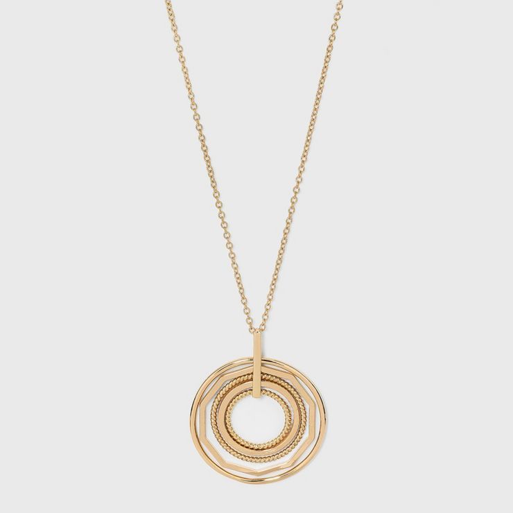 Multi Ring Pendant Statement Necklace - A New Day™ Gold | Target