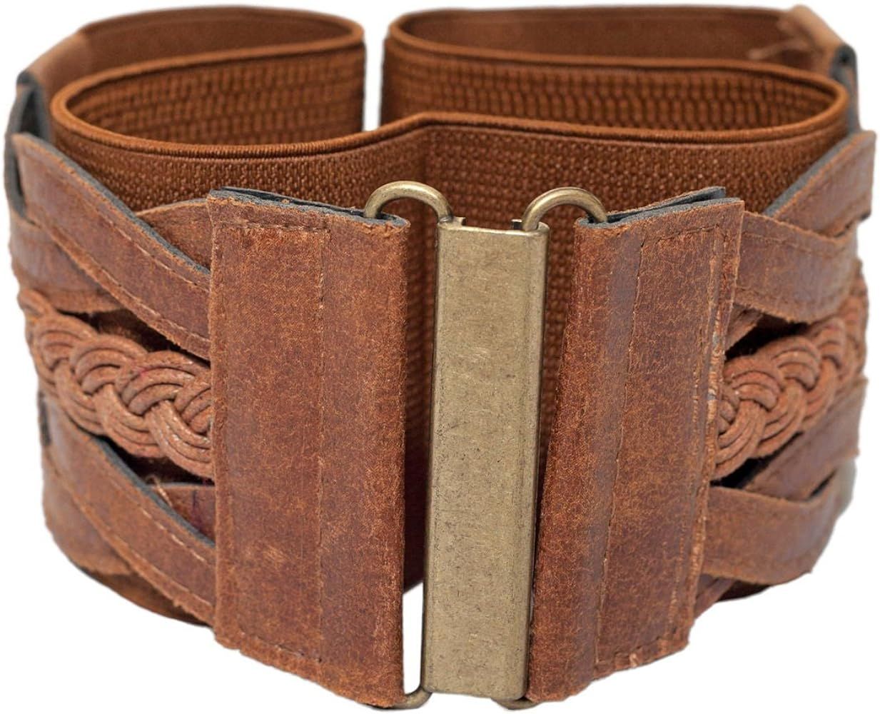eVogues Braided Elastic Stretchy Retro Wide Waist Cinch Belt | Amazon (US)