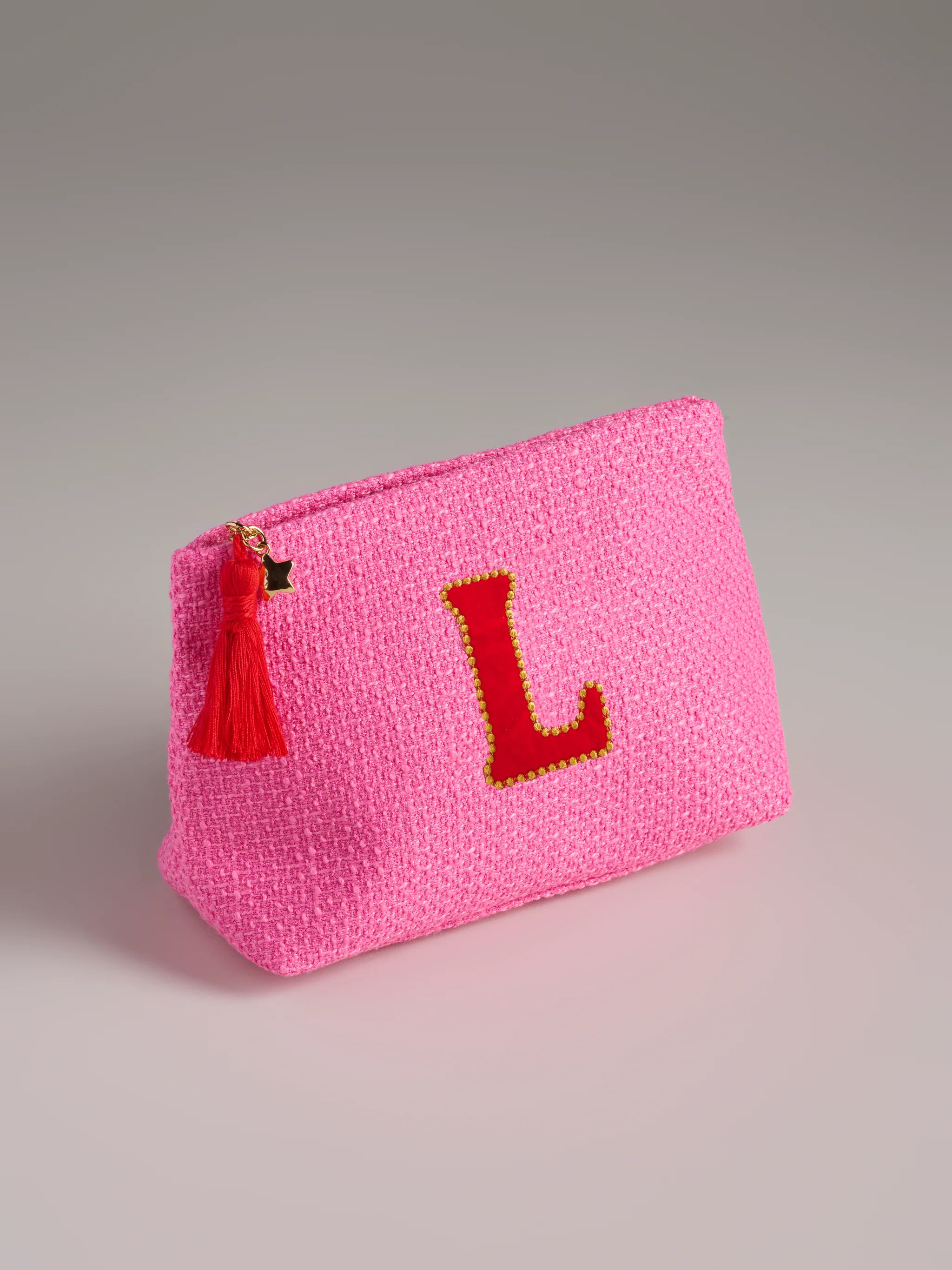 Shiraleah "L" Mara Initial Zip Pouch, Pink | Shiraleah