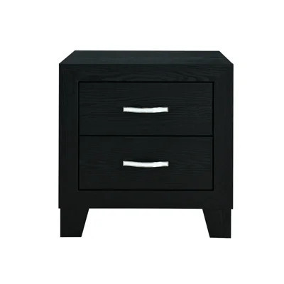 2 Nightstand, Black, Modern Design, Solid Wood + Material Black Nightstand With Two Pattern, And Distinctive, | Wayfair North America