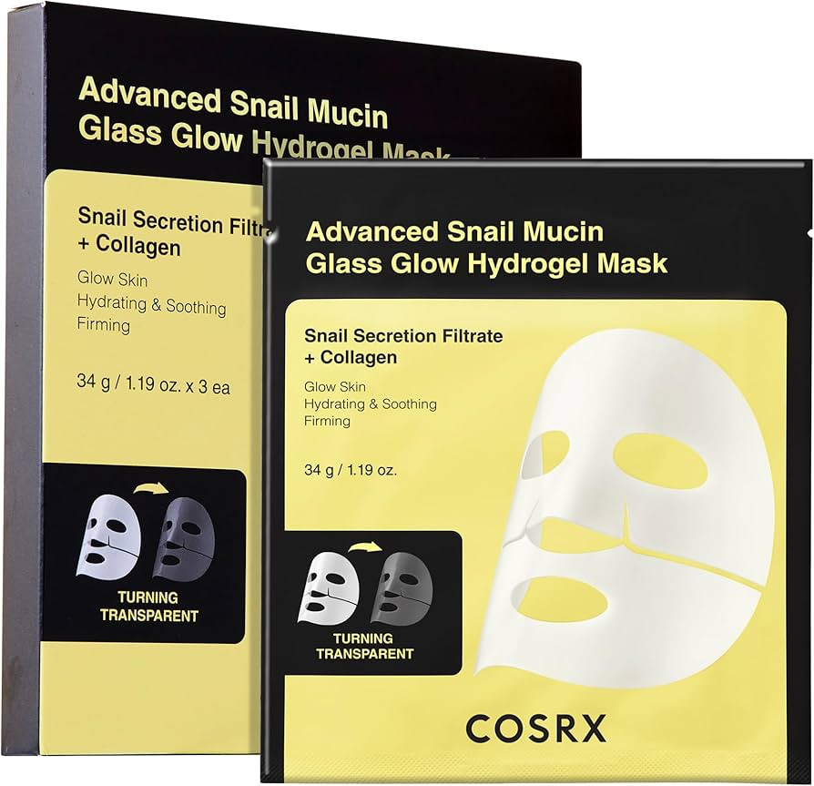 COSRX Advanced Snail Mucin Glass Glow Hydrogel Face Masks Skincare 3 EA, Collagen Face Mask, Trav... | Amazon (US)