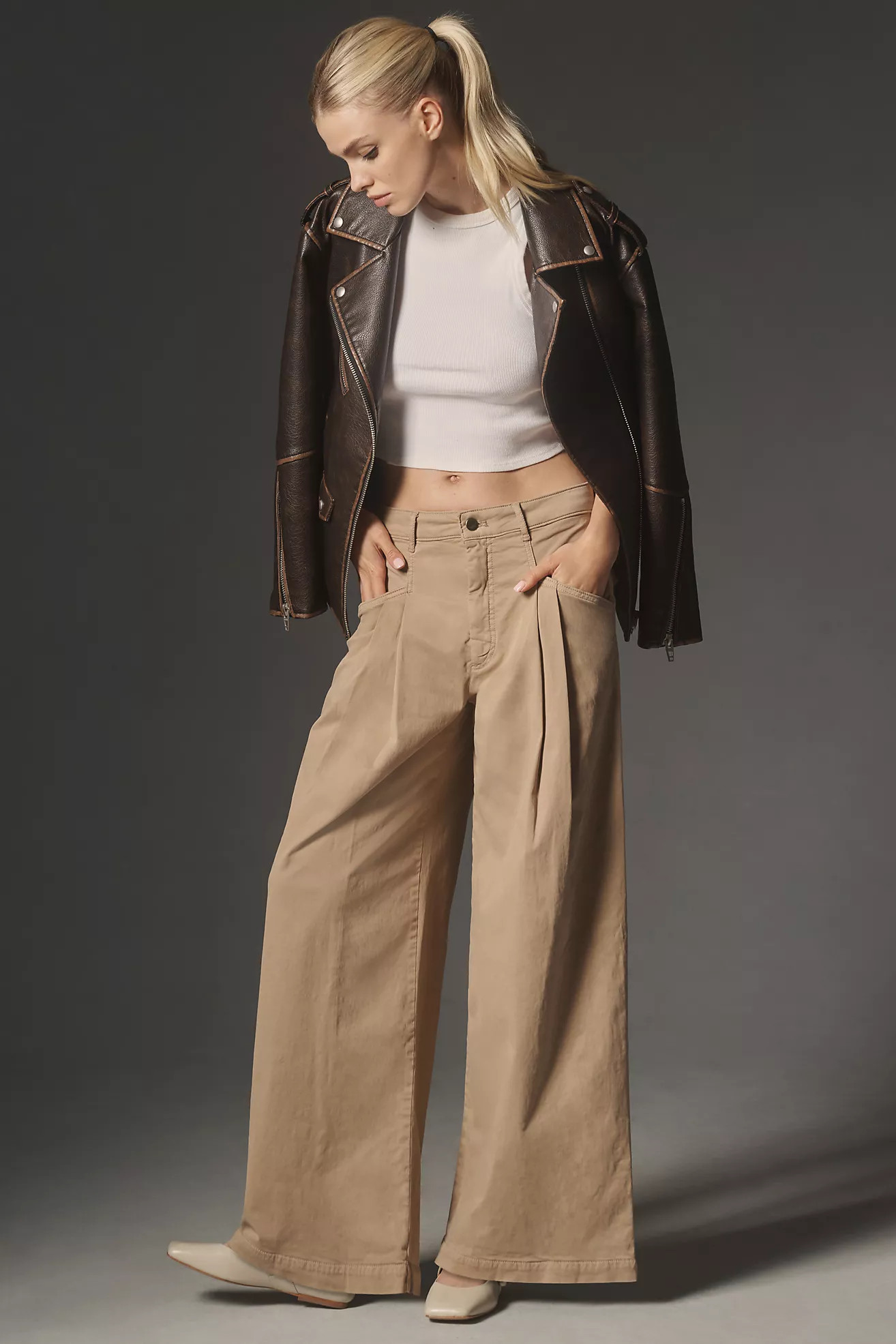 Maeve Oversized Wide-Leg Chino Pants | Anthropologie (US)