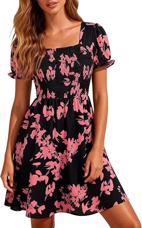 Berydress Women's Summer Dresses 2026 Casual Boho Smocked Mini Sun Dress | Amazon (US)