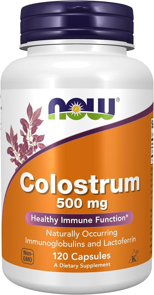NOW Supplements, Colostrum 500 mg, Naturally occurring Immunoglobulins and Lactoferrin, 120 Veg C... | Amazon (US)