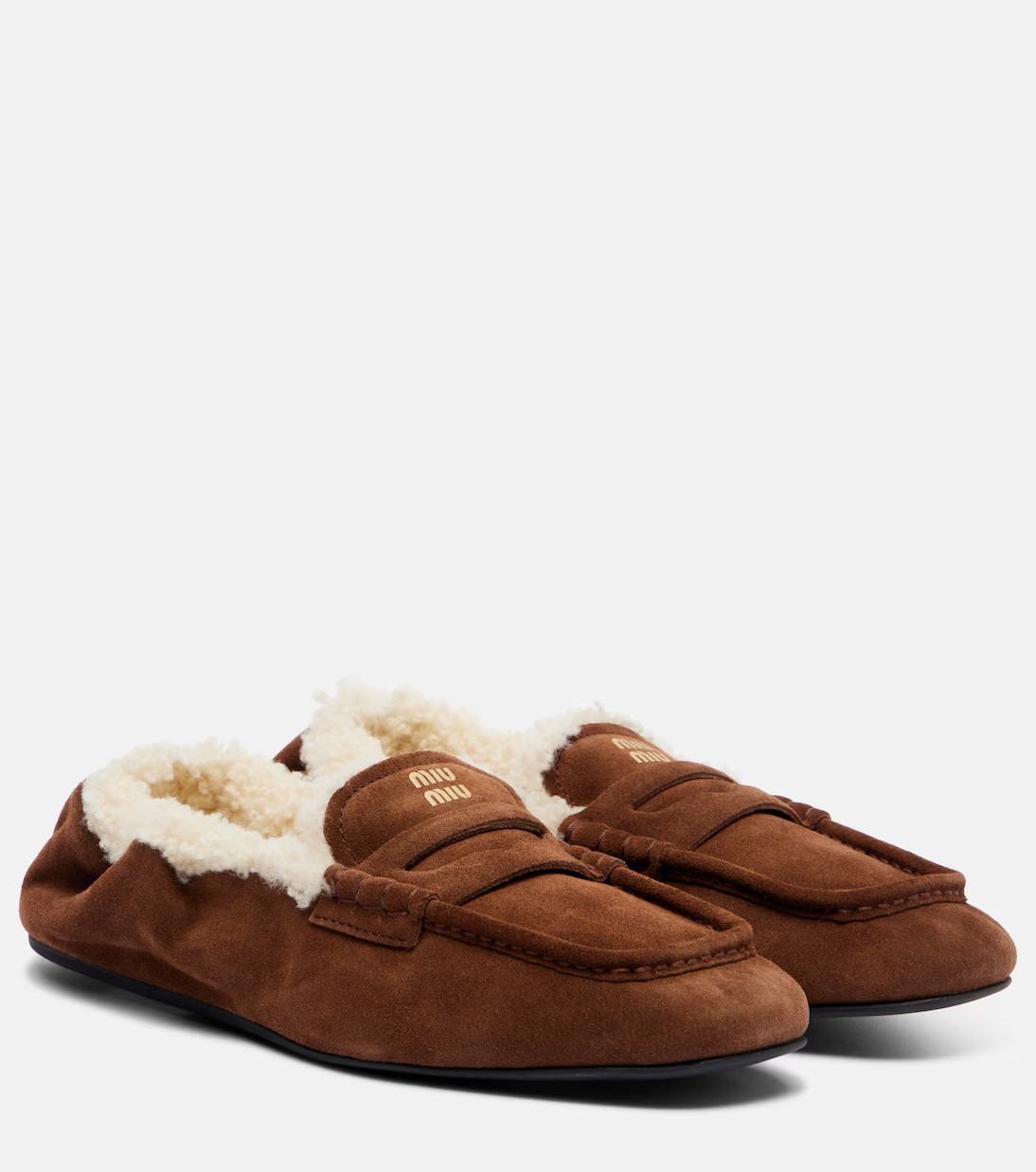 Ruches shearling-lined suede penny loafers | Mytheresa (US/CA)