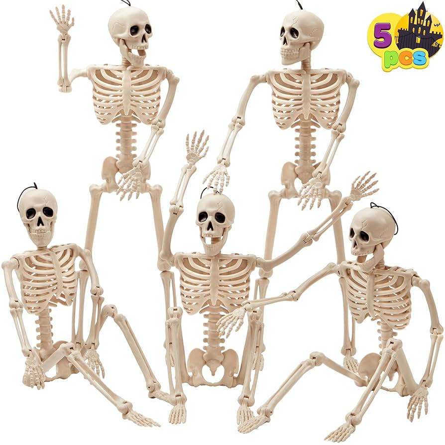 JOYIN 5 PCS Posable Halloween Skeleton Decor 16 Inches, Full Body Posable Joints Hanging Skeleton... | Amazon (US)