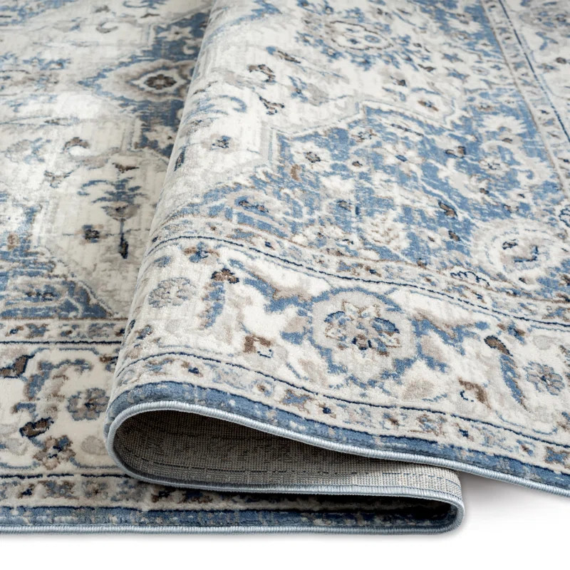 Elmsford Oriental Area Rug in Ivory/Blue | Wayfair North America