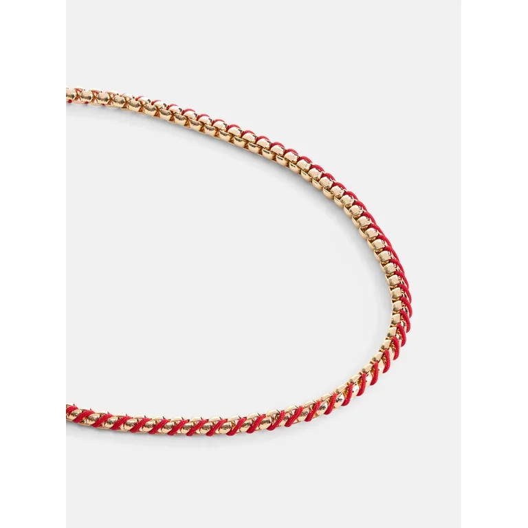 Free Assembly Women's Gold-Tone and Red Cord Chain Necklace, 16" + 3" Extender | Walmart (US)
