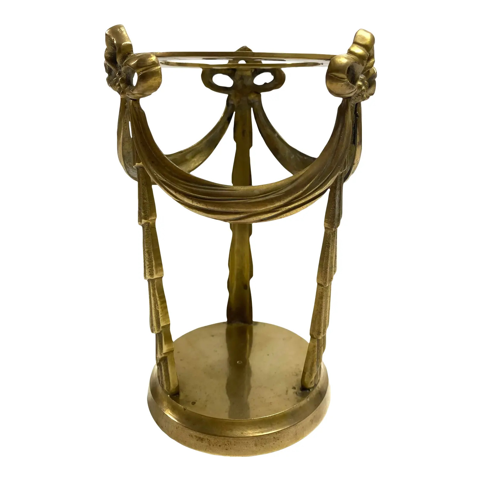 1960s Brass Pedestal Tassels & Bows Candle Holder | Chairish
