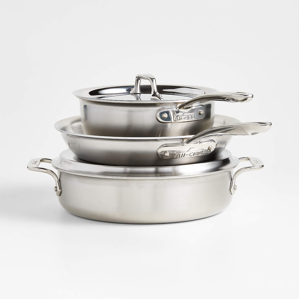 All-Clad D3 Curated Stainless Steel 5-Piece Cookware Set + Reviews | Crate & Barrel | Crate & Barrel