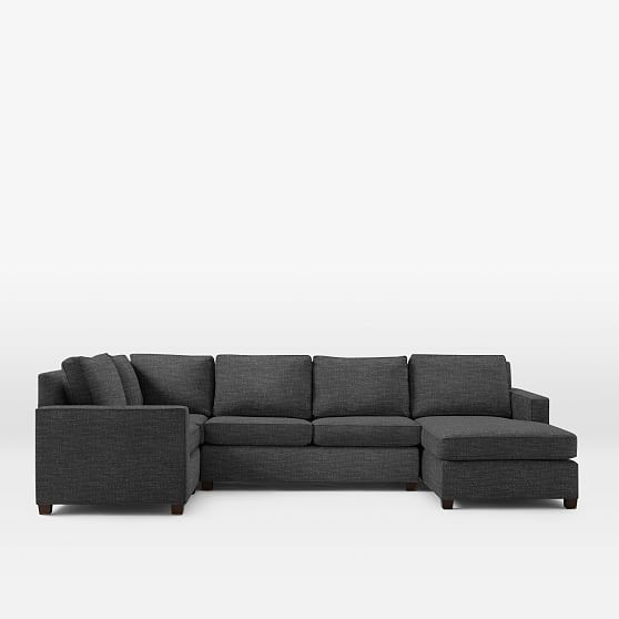 Henry Set 8 :Right Arm Chaise, Armless Loveseat, Corner, Left Arm Chair, Heathered Tweed, Charcoal | West Elm (US)