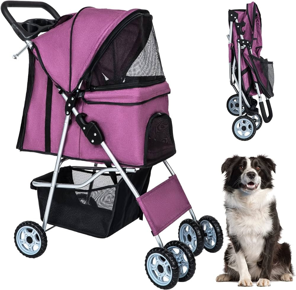 BestPet Pet Stroller Dog Cat Jogger Stroller for Medium Small Dogs Cats Folding Lightweight Trave... | Amazon (US)