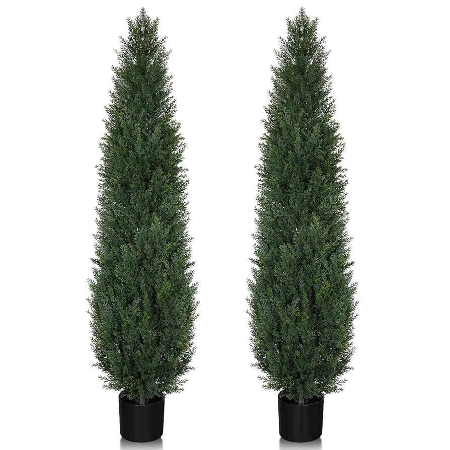 Artificial Cedar Topiary Trees, 5FT UV Resistant Topiary Trees Artificial Outdoors, Realistic Pre... | Amazon (US)