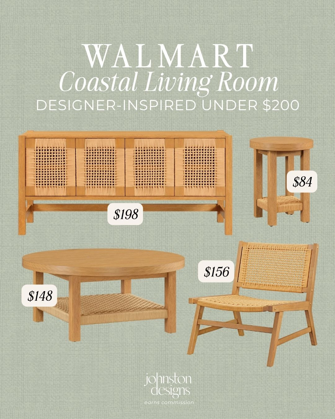 Walmart coastal living room finds with designer-inspired woven textures, warm wood tones, and neutral pieces, all under $200.

Walmart home, coastal living room, designer inspired, walmart furniture, coastal decor, woven furniture, rattan furniture, living room finds, affordable home decor, neutral home, walmart finds, coffee table, accent chair, console table 

 #LTKHome