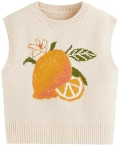 CIDER Women’s Sweater Vest Knit Sleeveless Pear Cute Graphic Sweater Vest Tank Top Fall Outfits | Amazon (US)