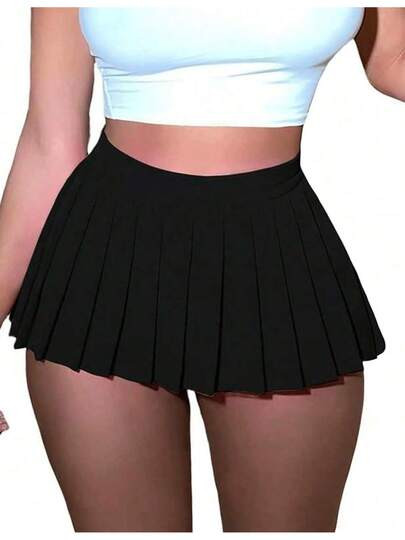 Mini Pleated Skirts For Women Sexy Cute Y2k Short Cargo Skirt Women's Club Tennis Skort Skater A Line With Slit Y2k | SHEIN