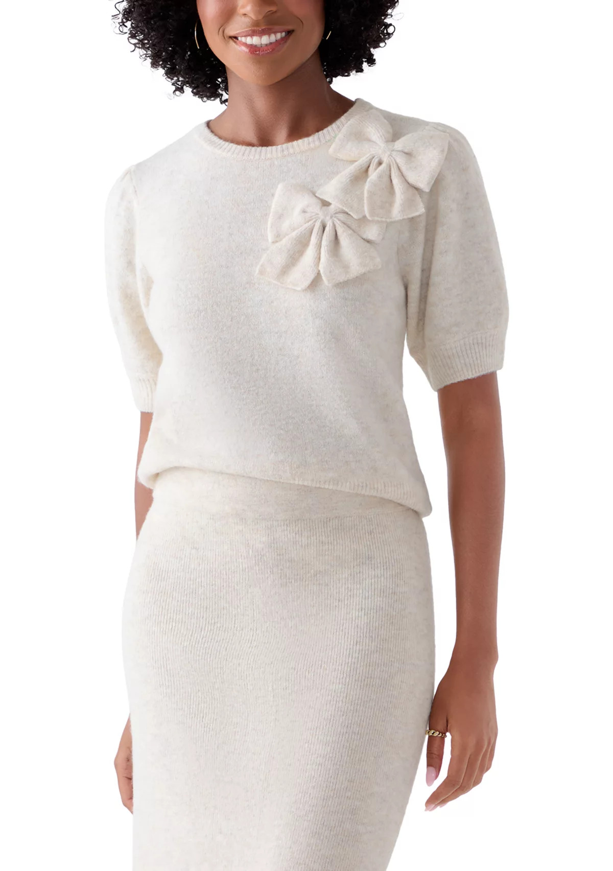 Women's Puff Short Sleeve Floral Sweater | Belk