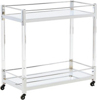 Click for more info about Signature Design by Ashley Chaseton Glam Bar Cart with 2 Shelves, Silver Finish