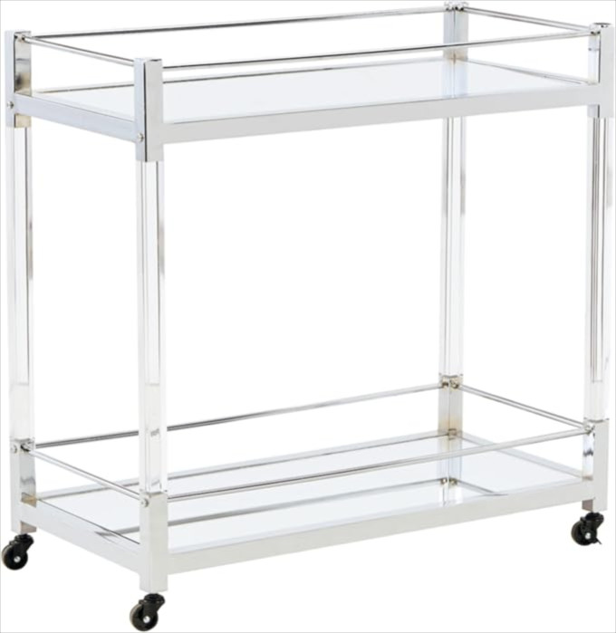 Click for more info about Signature Design by Ashley Chaseton Glam Bar Cart with 2 Shelves, Silver Finish