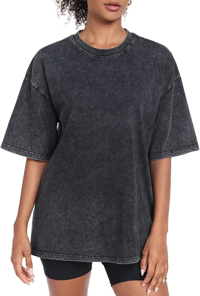 Womens Washed Vintage Oversized T-Shirt Baggy Workout Tops Short Sleeve Cotton Tshirts Streetwear... | Amazon (US)