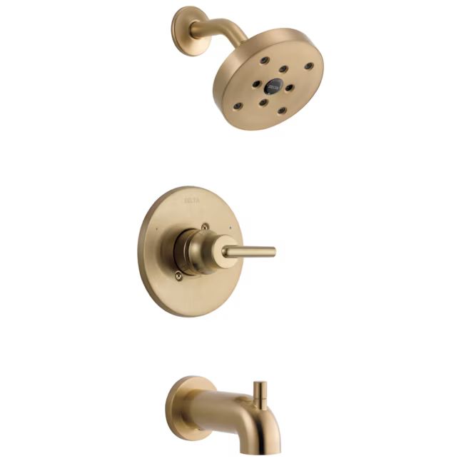 Delta Trinsic Champagne Bronze 1-handle Single Function Round Bathtub and Shower Faucet Valve Inc... | Lowe's