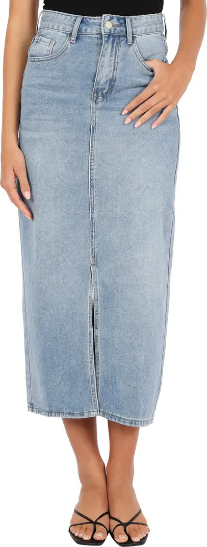 Dana Front Slit Denim Midi Skirt | Nordstrom