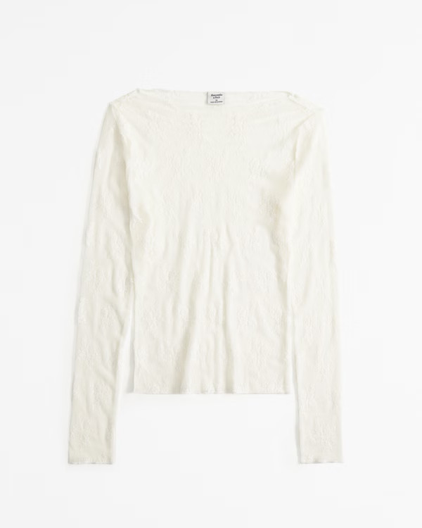 Long-Sleeve Lace Slash Top | Abercrombie & Fitch (US)