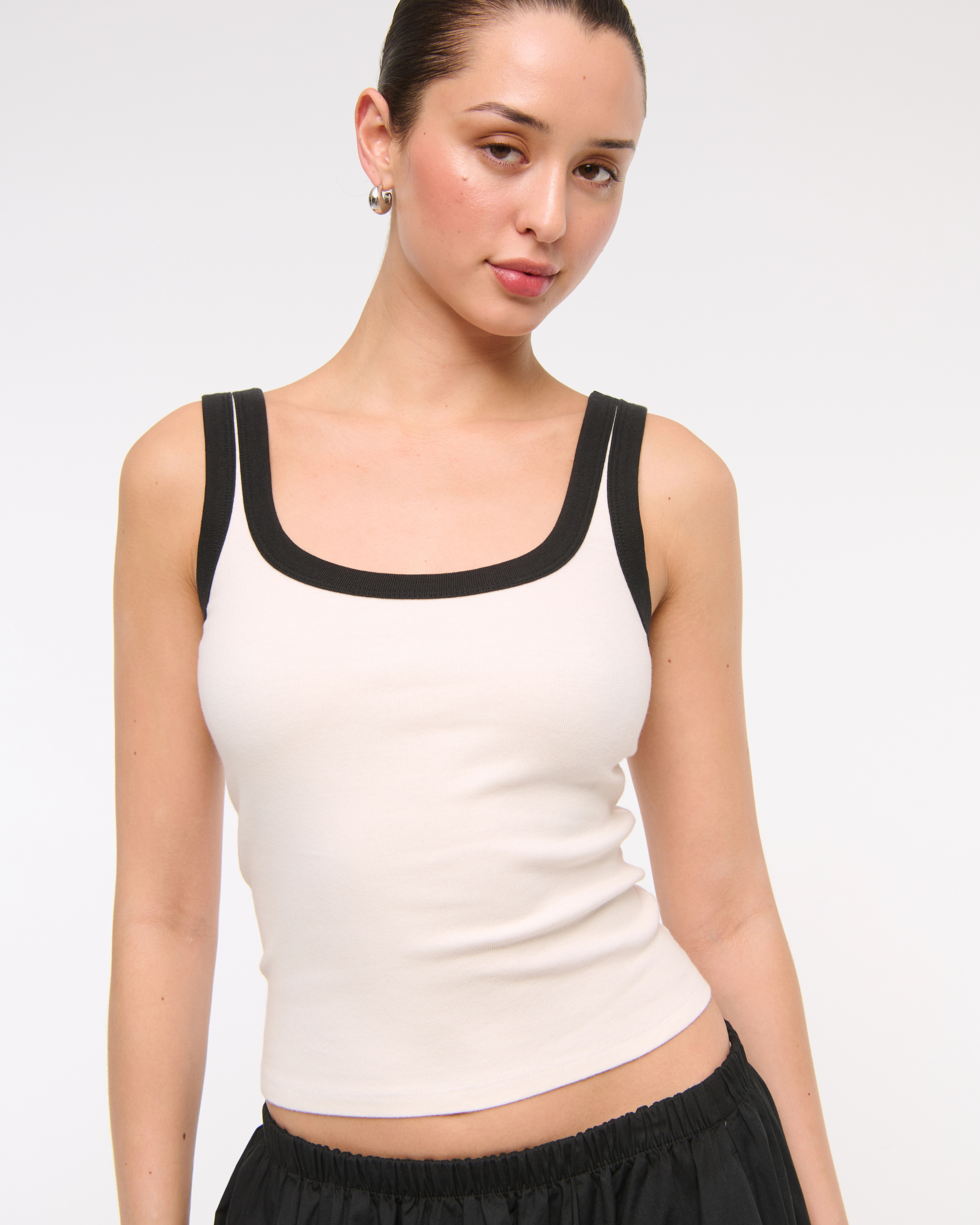 Vintage-Style Rib Tuckable Scoopneck Tank | Abercrombie & Fitch (US)