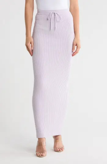 Good American Terry Ribbed Maxi Skirt in Lavender01 at Nordstrom Rack, Size Xx-Large | Nordstrom Rack