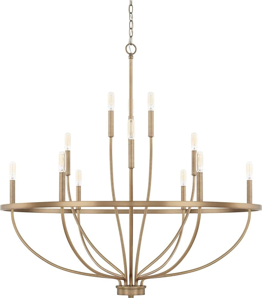 HomePlace 428501AD Greyson Chandelier, 12-Light 720 Total Watts, Aged Brass | Amazon (US)
