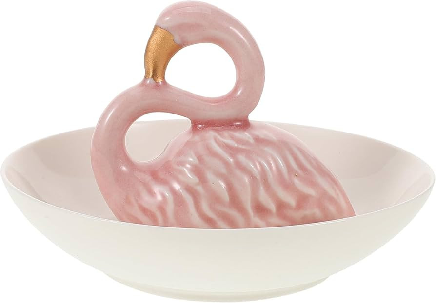 SUPVOX Flamingo Ceramic Jewelry Tray Necklace Organizer Ring Storage Dish Small Trinket Plate for... | Amazon (US)