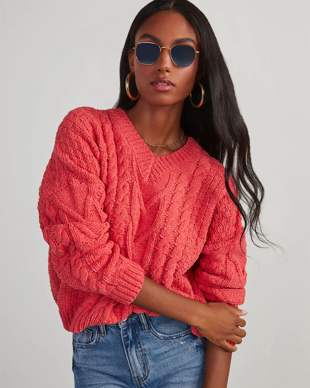 Corey Relaxed Cable Knit Sweater | VICI