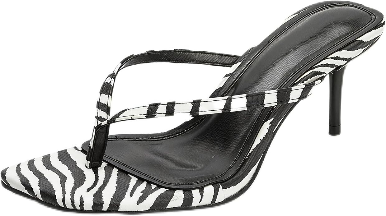 Elegant Satin Square Toe Thong Mules for Women - 2.36" Stiletto Heel Slide Sandals with Open Toe ... | Amazon (US)