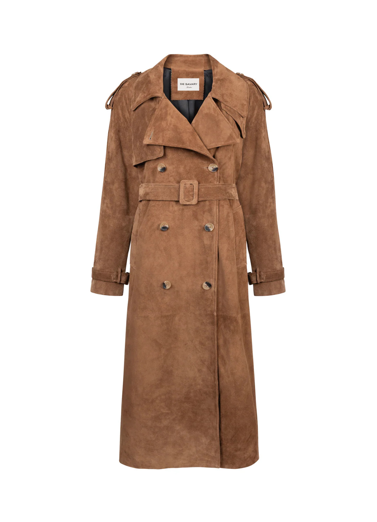 Mocha Suede Trench Coat | DE SAVARY LONDON