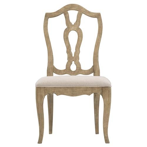 Rustom French Country Upholstered Seat Brown Wood Dining Side Chair | Kathy Kuo Home
