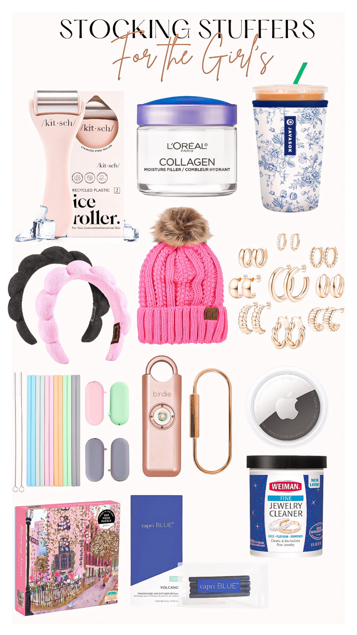 Stocking stuffers - for the girls 💕🎁🎄

These finds are great for stocking stuffers or small affordable gift ideas 🎁

Gifts for her, gift guide, Christmas party , kitsch ice roller, collagen face cream, coffee koozies, face wash headband, knit hat, winter hat, women’s hat, pink hat, gold jewelry, gold earrings, reusable straws, birdie safety alarm, Apple air tag, jewelry cleaner, puzzle, Capri car air freshener , capri candle 

#LTKGiftGuide #LTKfindsunder50 #LTKHoliday