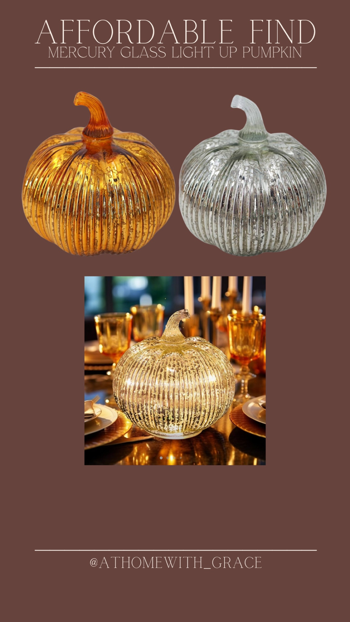 Mercury glass pumpkin light. So pretty for shelf styling, console table or a tablescape  

#LTKHome #LTKSeasonal