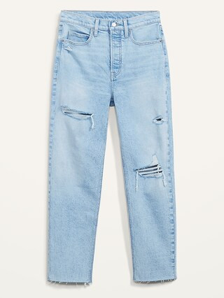 Extra High-Waisted Sky Hi Straight Button-Fly Ripped Jeans for Women | Old Navy (US)