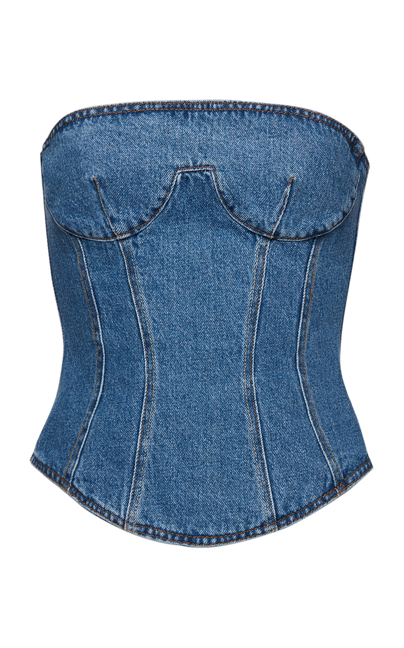 Strapless Denim Corset Top | Moda Operandi (Global)