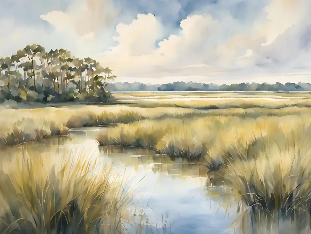 Marsh Painting Charleston Lowcountry Watercolor Art Print Landscape Wall Art Salt Marsh Artwork G... | Etsy (US)