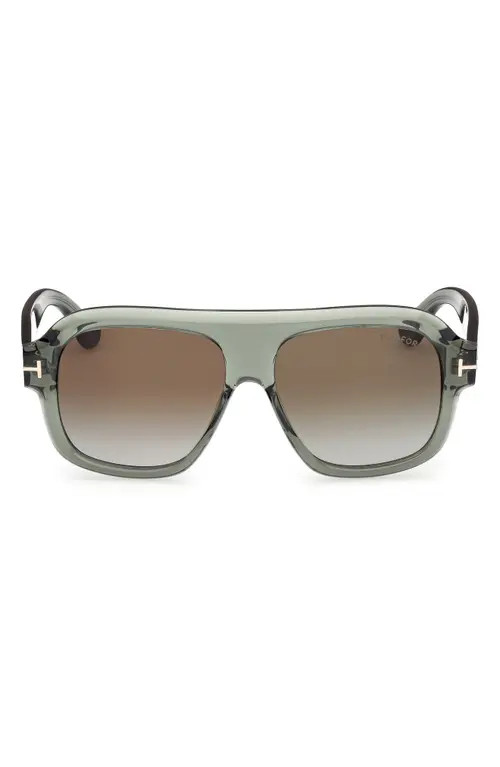 TOM FORD Rhonda 56mm Gradient Pilot Sunglasses in Shiny Sage /Green Lens at Nordstrom | Nordstrom