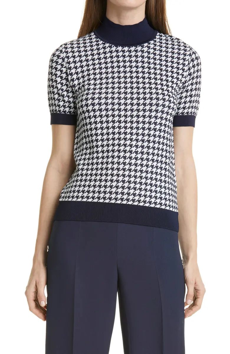 Faryna Houndstooth Check Short Sleeve Sweater | Nordstrom