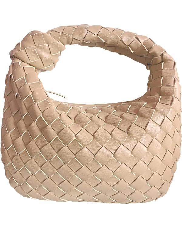 Amazon.com: Women Soft PU Leather Woven Handbag Summer Handmade Hobo Shoulder Bag Woven Clutch Ba... | Amazon (US)