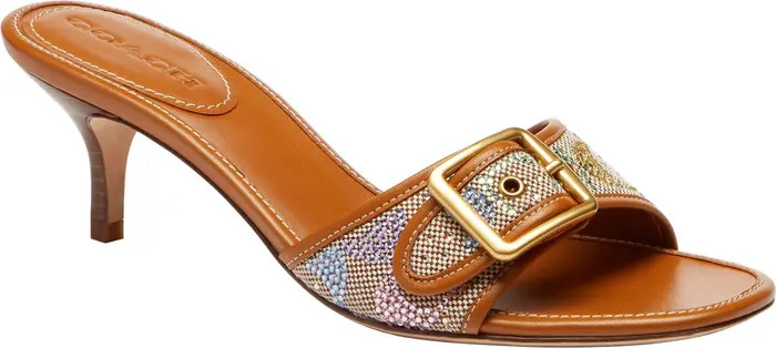 Margot Crystal Signature Jacquard Kitten Heel Sandal (Women) | Nordstrom