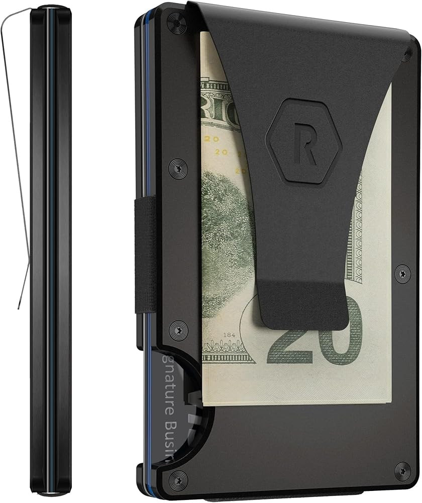 The Ridge Wallet for Men - Slim Minimalist Compact Wallet and Card Holder, RFID Protected Front Pocket Wallets for Men with Integrated Money Clip (Royal Black) | Amazon (US)