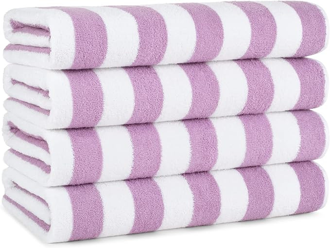 Arkwright California Cabana Stripe Beach Towel - Pack of 4, Large Soft Quick Dry Cotton Terry Tow... | Amazon (US)