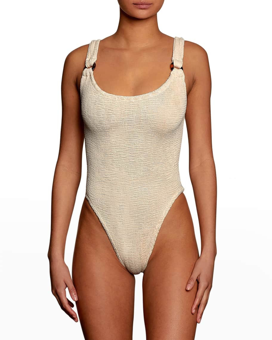 Domino Scoop-Neck One-Piece Swimsuit (One Size) | Neiman Marcus