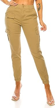 Double Denim January 5th Women's High Waist Cargo Jogger Pants Casual Elastic Waistband Tapered S... | Amazon (US)