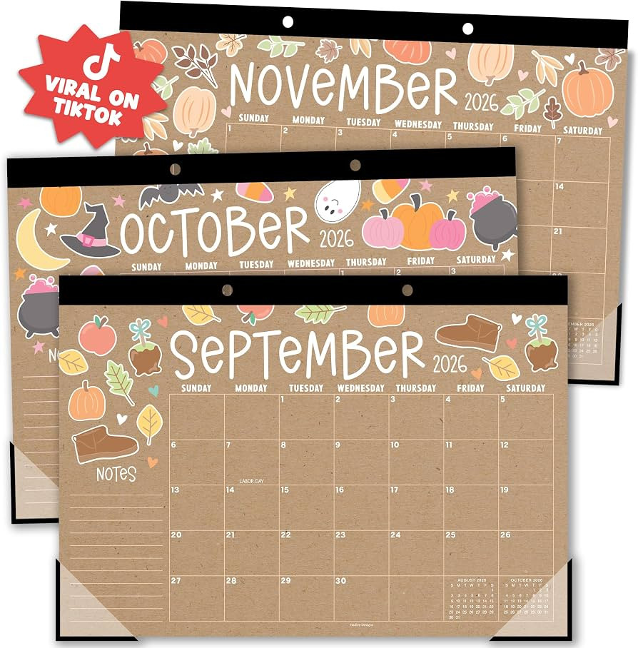 Hadley Designs Large Teacher Desk Calendar 2026-2027 - Desktop Calendar 2026, 18-Month Academic D... | Amazon (US)