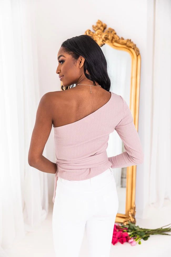 Perfect Escape Blush Ribbed One Shoulder Blouse | The Pink Lily Boutique